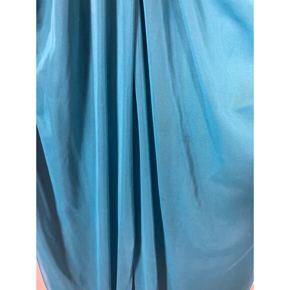 David’s Bridal Turquoise Bridesmaid Dress Size 14 Rhinestone Strap Gown - Picture 4 of 5